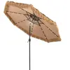 COSTWAY Parasol de Plage 305 cm Inclinable en Paille PE-32 LED et Lumi...