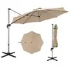 COSTWAY Parasol Déporté Inclinable Dia.339x260cm avec Base Croisée Rot...