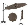 COSTWAY Parasol Déporté Inclinable Dia.339x260cm avec Base Croisée Rot...