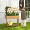 Jardinière Surélevée en Bois COSTWAY avec Treillis et Roues Verrouillables