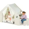 GOPLUS Tente d’Activité en Bois pour Enfants 2-6 Ans, Tente de Jeu 6 e...