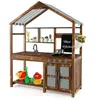 Cuisine Enfants d'Extérieur COSTWAY - Auvent, Robinet Rotatif, Évier A...