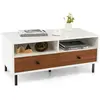 COSTWAY Table Basse en Bois avec 2 Tiroirs et 2 Etagères de Rangement,...