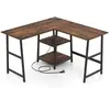 Costway Bureau en Forme de `L¿ avec Prises de Courant et Ports...