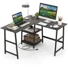 Costway Bureau en Forme de `L¿ avec Prises de Courant et Ports...