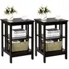 COSTWAY Lot de 2 Table de Chevet à 3 Niveaux, Table d'Appoint Simple e...