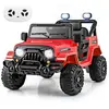 Voiture Électrique COSTWAY-12 V Enfants 3+, Télécommande-Roues Filetées-Demarrage Progressif-Lumières LED-Musique-3 à 6 km/h- Rouge