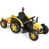 GOPLUS Tracteur Électrique Voiture Enfant 3-8 Ans avec Remorque,12V7Ah Charge 30KG,Télécommande 2,4G,avec Lumières/Musique,Jaune