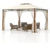 Pavillon de Jardin 3,6 x 3 x 2,28M COSTWAY-Moustiquaire-Double Toit en...