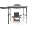 Tonnelle de Barbecue 318 x 153 cm COSTWAY-Auvent Latéral-Toit à 2 Nive...