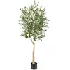 COSTWAY Olivier Artificiel Plante Artificielle en Pot H-182 cm, 1296 F...