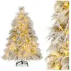 Sapin de Noël Artificiel Floqué Ø 88 x 146H cm COSTWAY-150 Lumières LE...