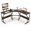 Costway Bureau D'angle En Forme De `L¿ Avec Prises De Courant Pour 2 P...