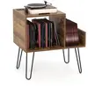 Meuble Rangement de Tourne-disque COSTWAY, 2 Prises Secteur et de 2 US...