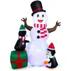 Costway COSTWAY Bonhomme de Neige Gonflable de Pingouins 180 cm avec L...