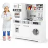COSTWAY Cuisine Enfants de 3 Ans+ avec 7 Accessoires, Distributeur d’Eau, Micro-ondes, Four, Machine à Laver, Sons et Lumières