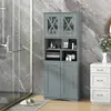 Costway Colonne Salle De Bain Avec 4 Portes, 3 Compartiments Ouvertes,...