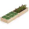 COSTWAY Carré Potager en Bois 228 x 62 x 25 cm, 2 Bacs à Fleurs et Sép...