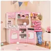Costway Cuisine De Jeu D'angle En Bois Pour Enfants 3 Ans+, 18 Accesso...