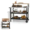 Chariot de Barbecue à Roulettes COSTWAY-Table Rabattable 104 x 30cm-Cr...