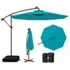 COSTWAY Parasol Déporté 3M avec 40 Lumières LED Panneau Solaire 6 Heur...