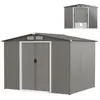 Abri de Jardin en Métal 9,7M3 - RELAX4LIFE - Tôle d’Acier Galvanisée - Double Porte Coulissante - 4 Volets - Gris Foncé