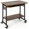 COSTWAY Bureau Informatique Roulant 80x50x78cm, avec Plateau Clavier E...