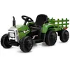 COSTWAY 12V Tracteur Électrique Enfants à 6 Pneus - Pelle, Remorque Am...