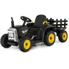 COSTWAY 12V Tracteur Électrique Enfants à 6 Pneus - Pelle, Remorque Am...