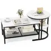 COSTWAY Lot de 2 Tables Basses Gigognes Scandinaves - Table d'Appoint ...