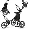 COSTWAY Chariot de Golf Pliable 3 Roues-4 Hauteurs Réglables-Siège Hyd...
