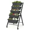Costway Costway Jardinière Surélevée Sur Roulettes - 5 Bacs À Fleurs, ...