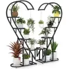 COSTWAY Lot de 2 Supports pour Plantes en Métal-Crochet, Étagère à Fle...