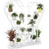 COSTWAY Lot de 2 Supports pour Plantes en Métal-Crochet, Étagère à Fleurs Porte Plantes en Forme de Demi-coeur - Salon, Balcon-Blanc