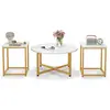 COSTWAY Ensemble de Tables Basses 3 Pièces, dont 1 Ronde&2 Carées, Cad...