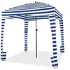 Abri de Plage Pliable 3,5m² COSTWAY-3 Hauteur Réglable-Paroi Latérale Amovible-8 Sacs de Sable-Tissu Polyester Etanche-Bleu + Blanc