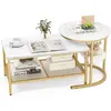 COSTWAY Lot de 2 Tables Basses Gigognes Scandinaves - Table d'Appoint ...