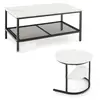 GOPLUS Lot de 2 Tables Basses Gigognes-Amovible et Table Ronde-Plateau...