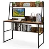 COSTWAY Bureau Industriel avec Bibliothèque de Rangement, 120 x 57 x 1...