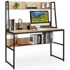 COSTWAY Bureau Industriel avec Bibliothèque de Rangement, 120 x 57 x 1...