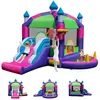 GOPLUS Château Gonflable Perse avec Toboggan pour 2-3 Enfants 3-8 Ans Charge 45KG+45KG-Trampoline/Piscine/Jeux de Lancer
