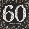 Amscan 16x stuks 60 jaar verjaardag feest servetten zwart met confetti print 33 x 33 cm - Wegwerp servetjes