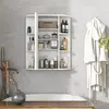 GIANTEX-Armoire Murale de Salle de Bain avec Miroir-Étagère Réglable-6...