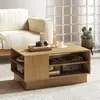 Table Basse Rectangulaire Costway, 2 Étagères De Rangement Ouvertes, T...