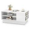 Table Basse Rectangulaire Costway, 2 Étagères De Rangement Ouverte, Ta...