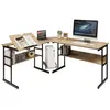 Bureau d'Angle en Forme L - COSTWAY - Ajustable à Bureau Droit - 2 Per...
