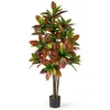 Plante Artificielle de Croton 150 cm- COSTWAY - Feuilles Panachées Col...