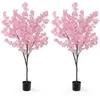 COSTWAY Plante Artificielle Fleurs Roses 190CM en Pot Remplies de Cime...