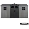 Lifetime Kentucky - Kunststof tuinschuur met vloer 206x427 cm - Grijs