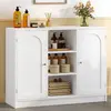 Meuble de Salle de BainMeuble de Rangement avec 2 Portes Arquées 3 Éta...